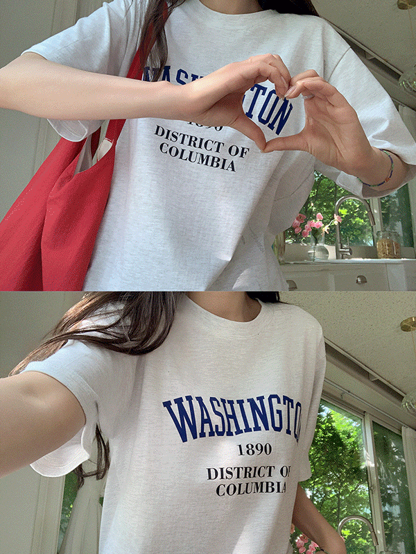 워싱턴 루즈핏 프린팅 반팔 여름 티셔츠 - 2color